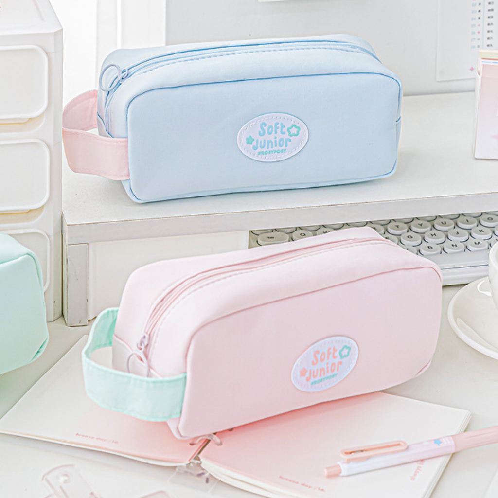 Túi Vải Đựng Bút Phối Màu Cực Ngọt SOFT-JUNIOR RosyPosy 4 Ngăn Nhiều Màu Pastel