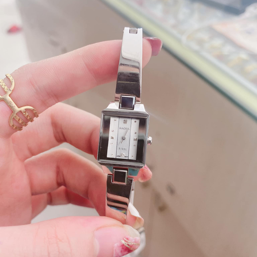 Đồng Hồ Nữ Haoba Japan Watch Mặt Nhỏ Dây Thép Đúc Đặc Không Gỉ Chống Nước Tốt Bảo Hành 12 Tháng