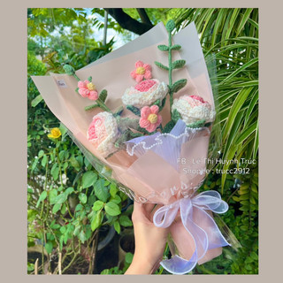 bó hoa hồng len gói sẳn [ ảnh thât]