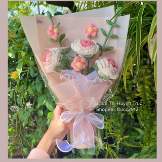 bó hoa hồng len gói sẳn [ ảnh thât]