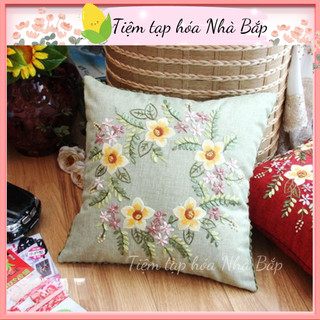 Kit Thêu Áo Gối Hình Hoa Xinh Xắn