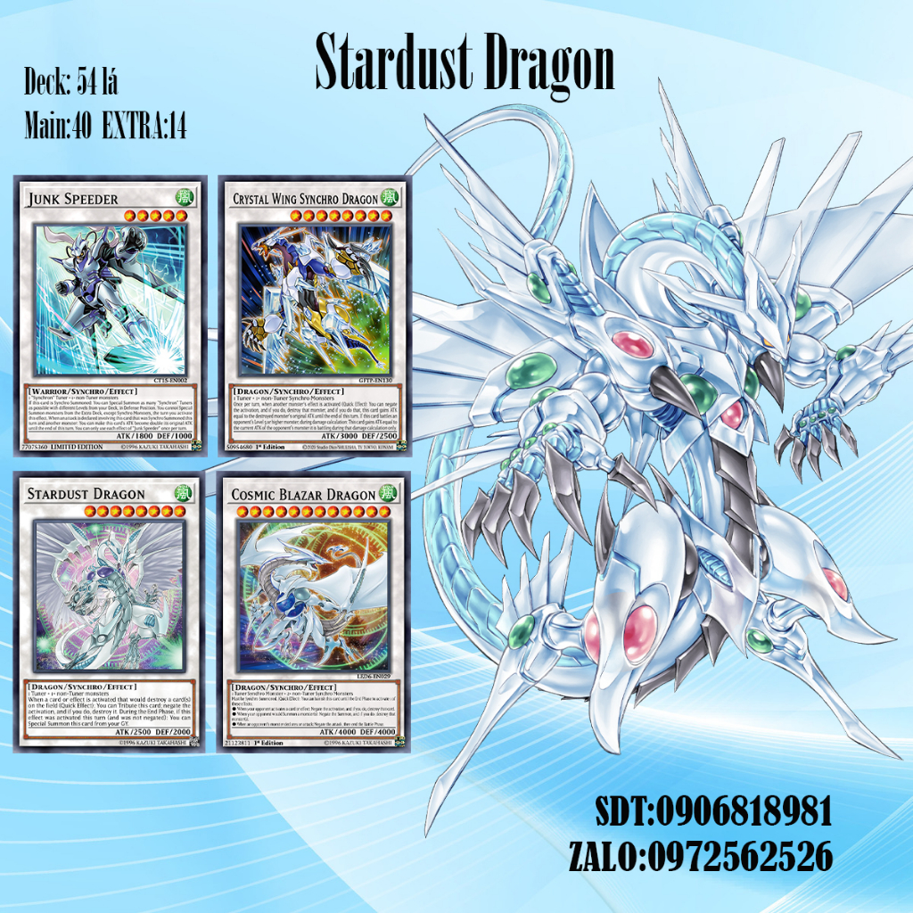  Bài YuGiOh - Bộ 54 lá bài Synchron - Stardust Dragon Deck - Card Game VN Giá Rẻ