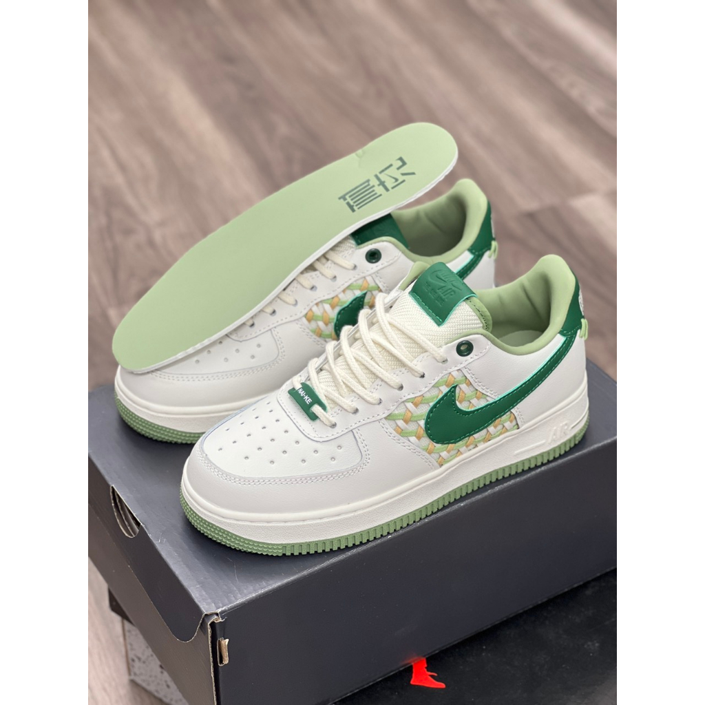 Giày air foce1 low nai ke bamboo beige - giày af1 bamboo weave trắng kem lai au AF1 mẫu mới af1 new 2023