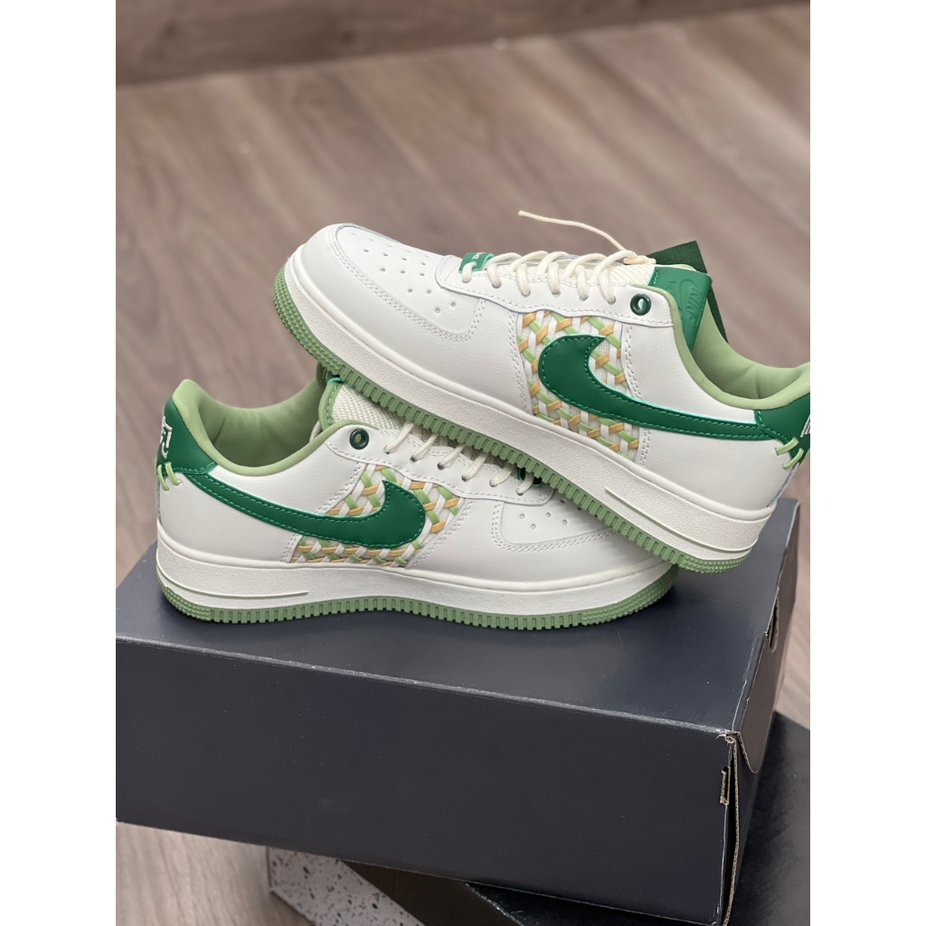 Giày air foce1 low nai ke bamboo beige - giày af1 bamboo weave trắng kem lai au AF1 mẫu mới af1 new 2023