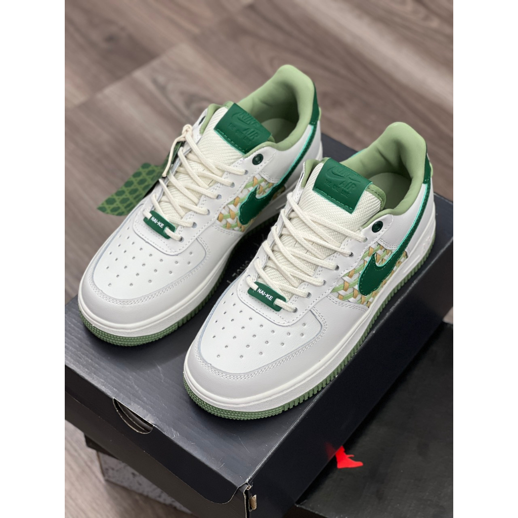 Giày air foce1 low nai ke bamboo beige - giày af1 bamboo weave trắng kem lai au AF1 mẫu mới af1 new 2023