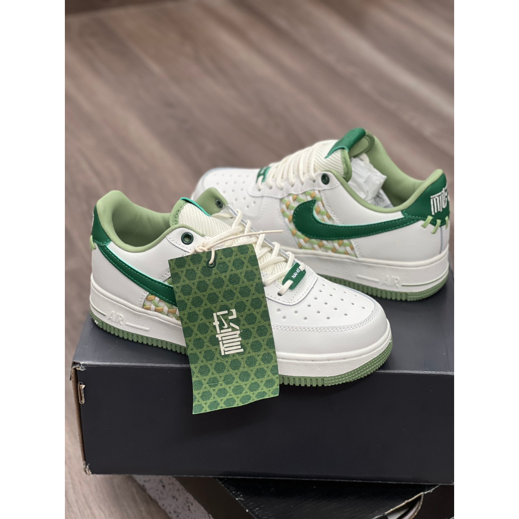 Giày air foce1 low nai ke bamboo beige - giày af1 bamboo weave trắng kem lai au AF1 mẫu mới af1 new 2023