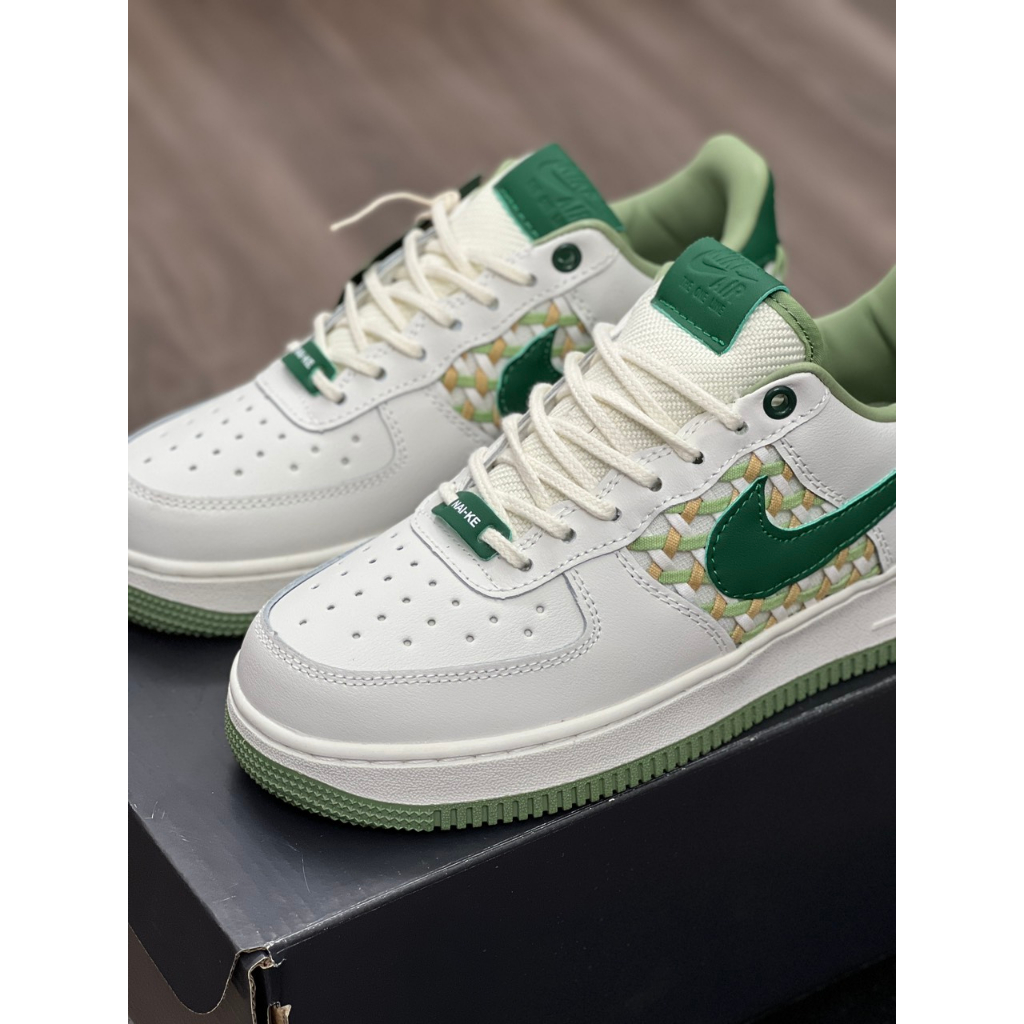 Giày air foce1 low nai ke bamboo beige - giày af1 bamboo weave trắng kem lai au AF1 mẫu mới af1 new 2023