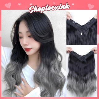 Tóc Giả Kẹp Dải Xoăn Sóng, Dải Thẳng Light Xám Khói, Tóc Kẹp Thời Trang Cao Cấp