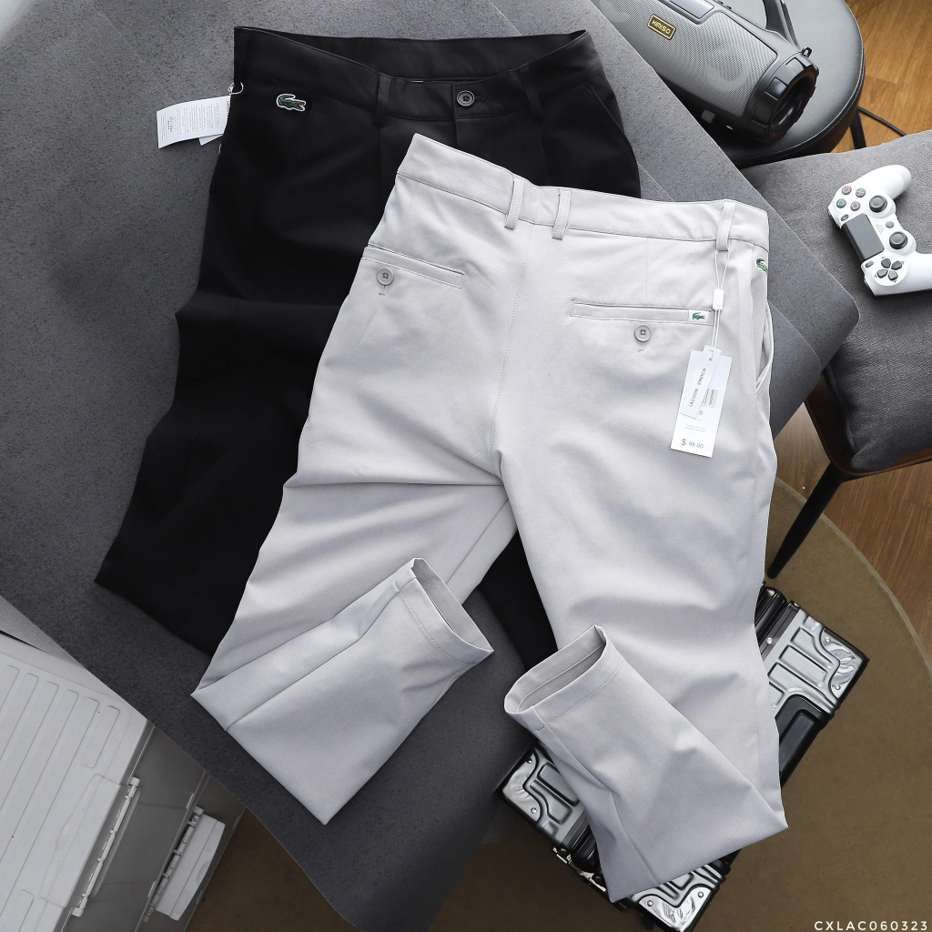 Quần Dài Kaki Nam LACOSTE Vải RT Cực Nhẹ Mát Co Giãn Full Nút Khắc Cá Xanh Siêu Nhẹ Dáng Âu Công Sở Có Big Size 5 Màu