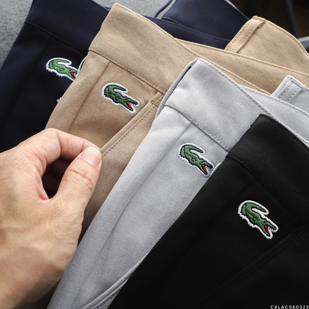 Quần Dài Kaki Nam LACOSTE Vải RT Cực Nhẹ Mát Co Giãn Full Nút Khắc Cá Xanh Siêu Nhẹ Dáng Âu Công Sở Có Big Size 5 Màu