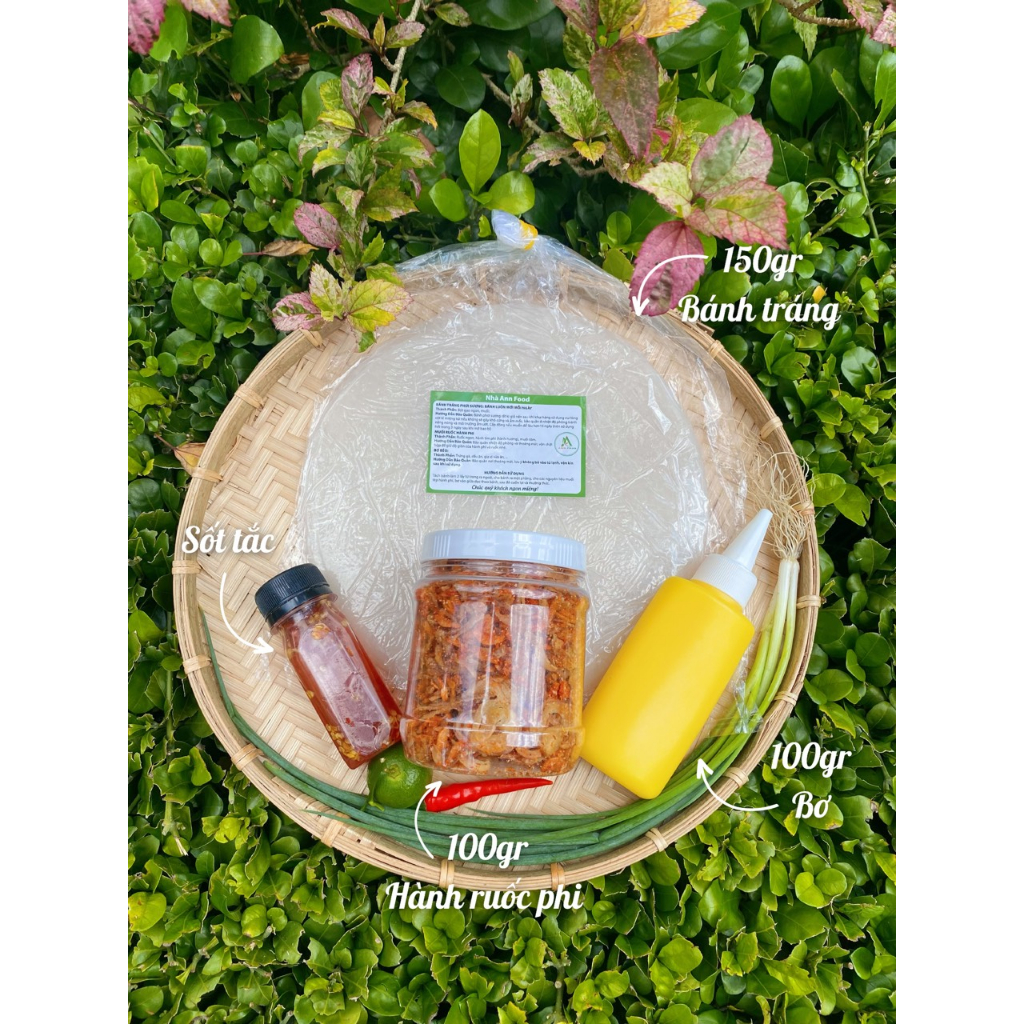 Bánh Tráng Phơi Sương Combo Mini 150gr Bánh Tráng Phơi Sương, 100gr Hành Ruốc Phi, 100gr Bơ, 1 Chai Sốt Tắc Gia Truyền