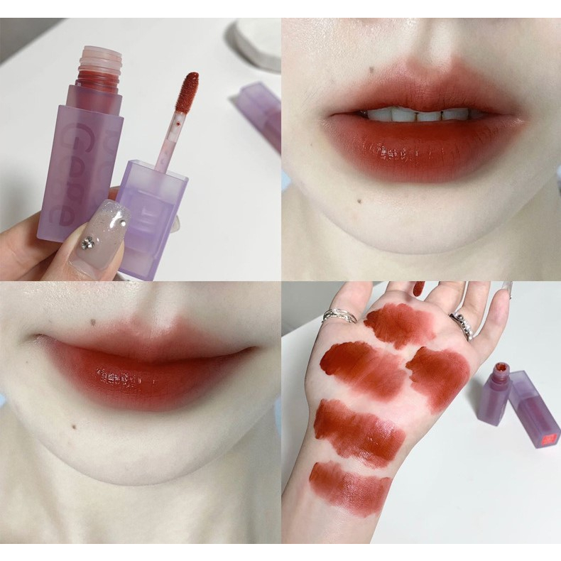 Son Kem Lì Gege Bear Vỏ Tím Pastel Nhung Lì Mềm Mịn Môi