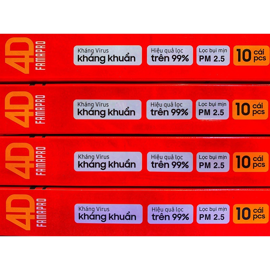 SET 10 Chiếc Khẩu trang 4D KF94 FAMAPRO Chống Bụi Mịn Và Kháng Khuẩn Được Thiết kế hoạ tiết tết độc đáo.