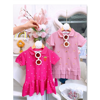 Đầm cổ polo cá sấu bé gái