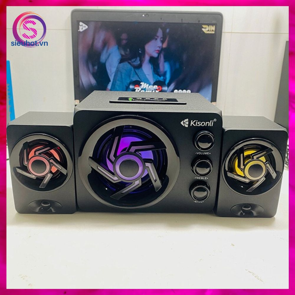 Loa Máy Vi Tính 2.1 KISONLI TM-8000A Công Suất Lớn Led RGB Để Bàn Loa Nghe Nhạc Pc Laptop Có Dây Bluetooth Bass Mạnh