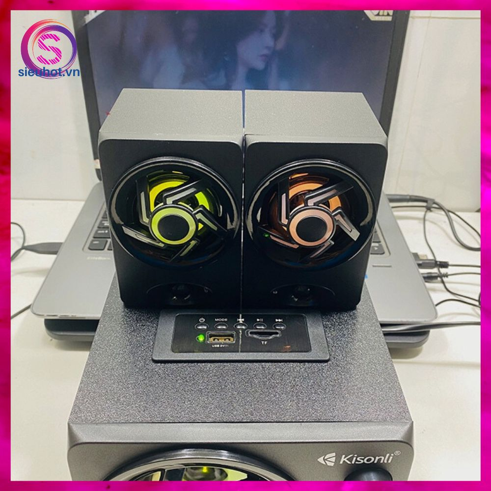 Loa Máy Vi Tính 2.1 KISONLI TM-8000A Công Suất Lớn Led RGB Để Bàn Loa Nghe Nhạc Pc Laptop Có Dây Bluetooth Bass Mạnh