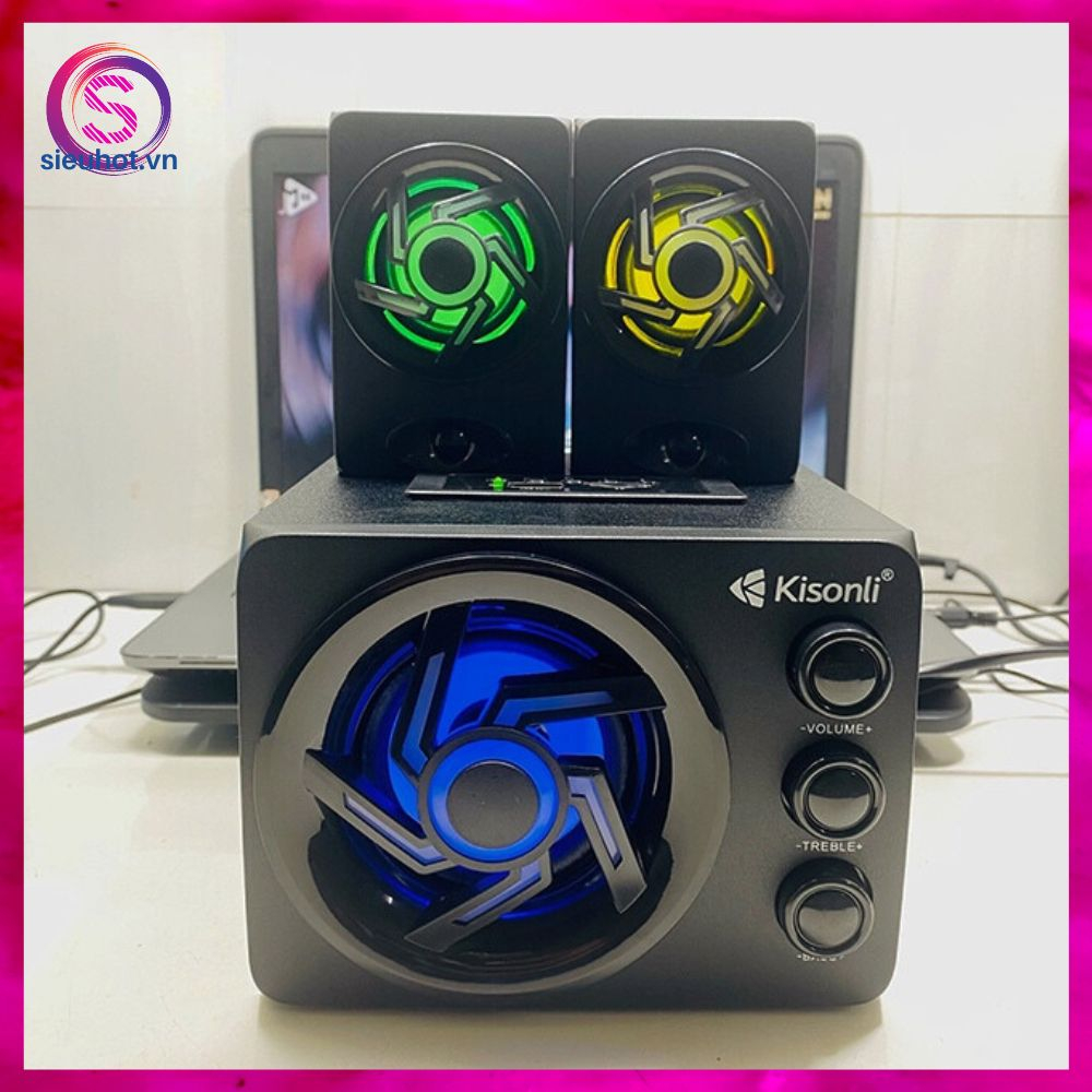 Loa Máy Vi Tính 2.1 KISONLI TM-8000A Công Suất Lớn Led RGB Để Bàn Loa Nghe Nhạc Pc Laptop Có Dây Bluetooth Bass Mạnh