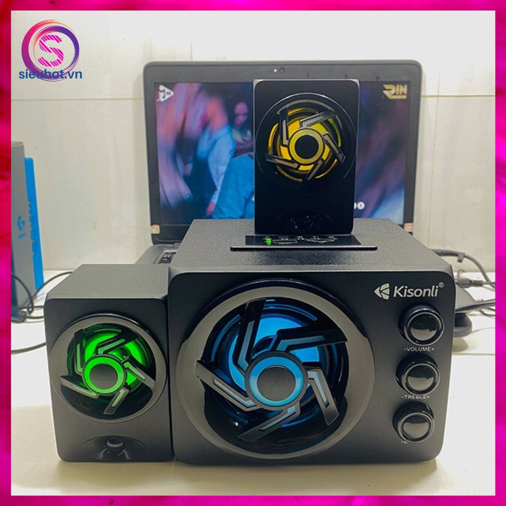 Loa Máy Vi Tính 2.1 KISONLI TM-8000A Công Suất Lớn Led RGB Để Bàn Loa Nghe Nhạc Pc Laptop Có Dây Bluetooth Bass Mạnh