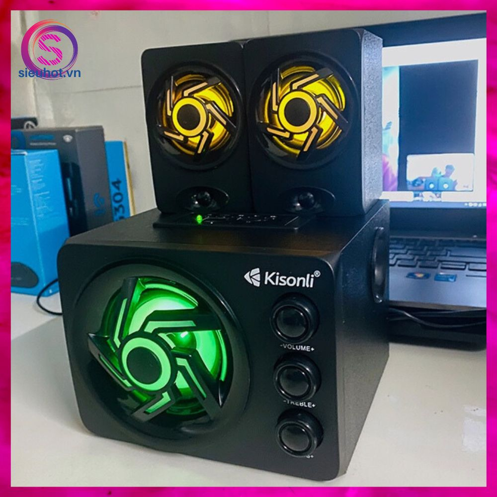 Loa Máy Vi Tính 2.1 KISONLI TM-8000A Công Suất Lớn Led RGB Để Bàn Loa Nghe Nhạc Pc Laptop Có Dây Bluetooth Bass Mạnh