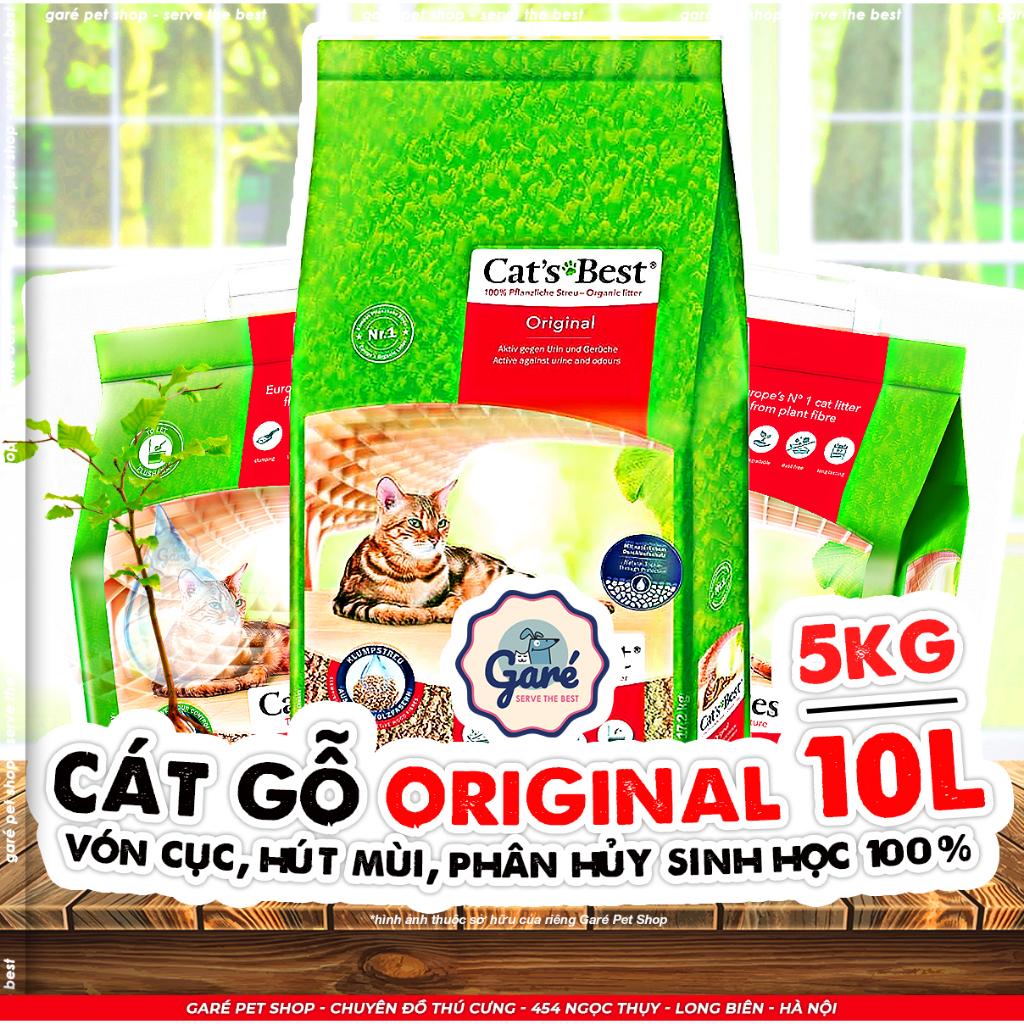 10L - Cát gỗ hữu cơ Original Cat's Best vón cục cho Mèo hàng Đức - Cat's Best Original Litter