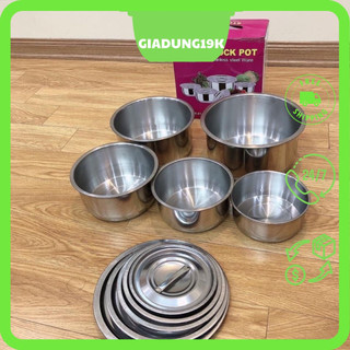 Nồi inox kèm nắp sử dụng được bếp từ đủ size 16, 18, 20, 22, 24cm, nồi inox cao cấp - siêu rẻ siêu tiện lợi