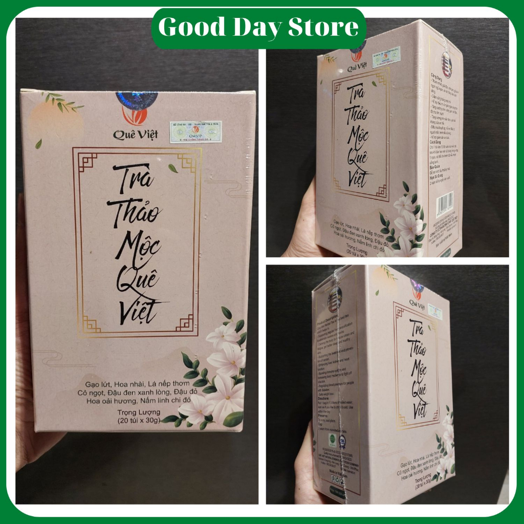 Trà thảo mộc Quê Việt hỗ trợ giảm cân an toàn,giúp thanh nhiệt mát gan,ngủ ngon,tốt cho người lớn tuổi - Good Day Store
