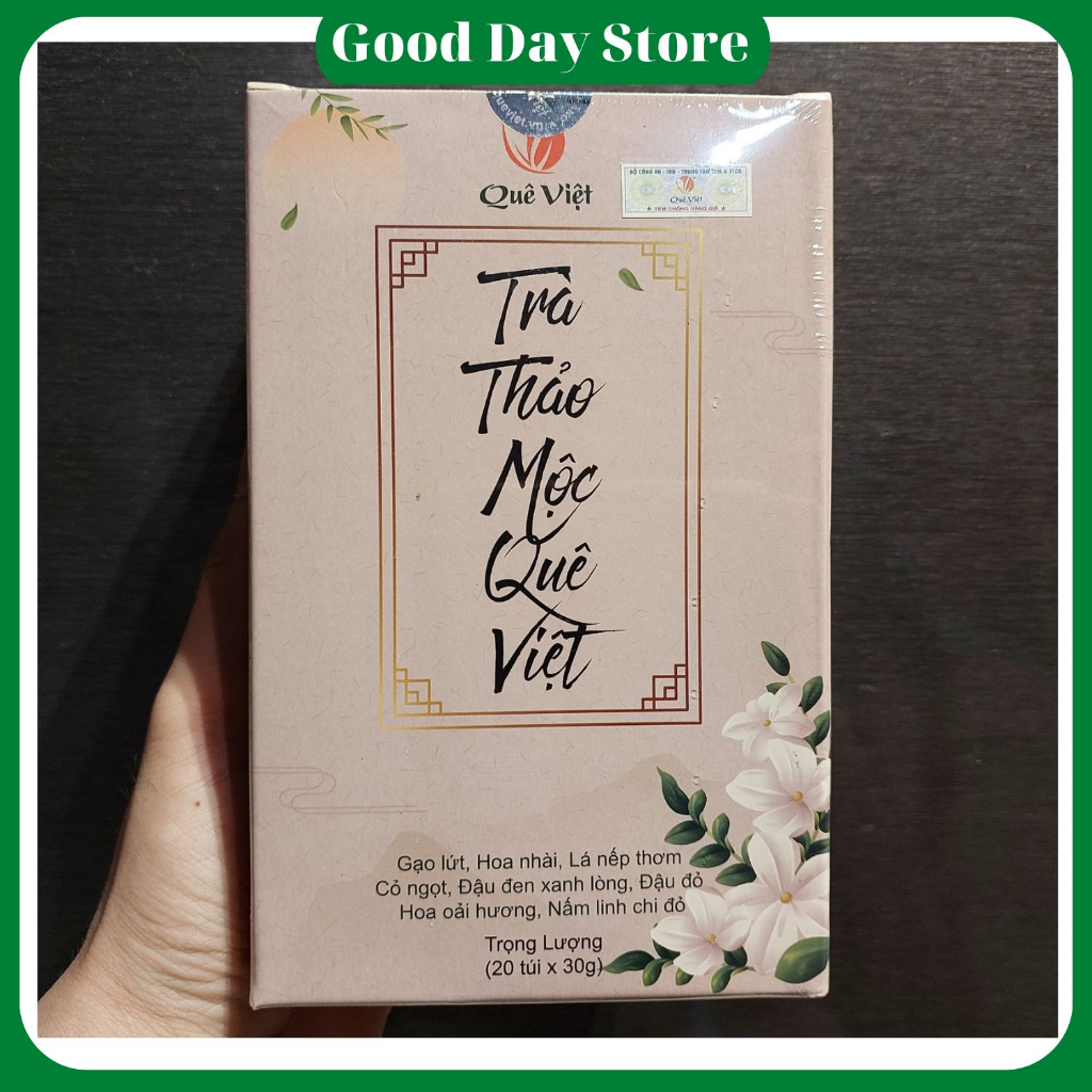 Trà thảo mộc Quê Việt hỗ trợ giảm cân an toàn,giúp thanh nhiệt mát gan,ngủ ngon,tốt cho người lớn tuổi - Good Day Store