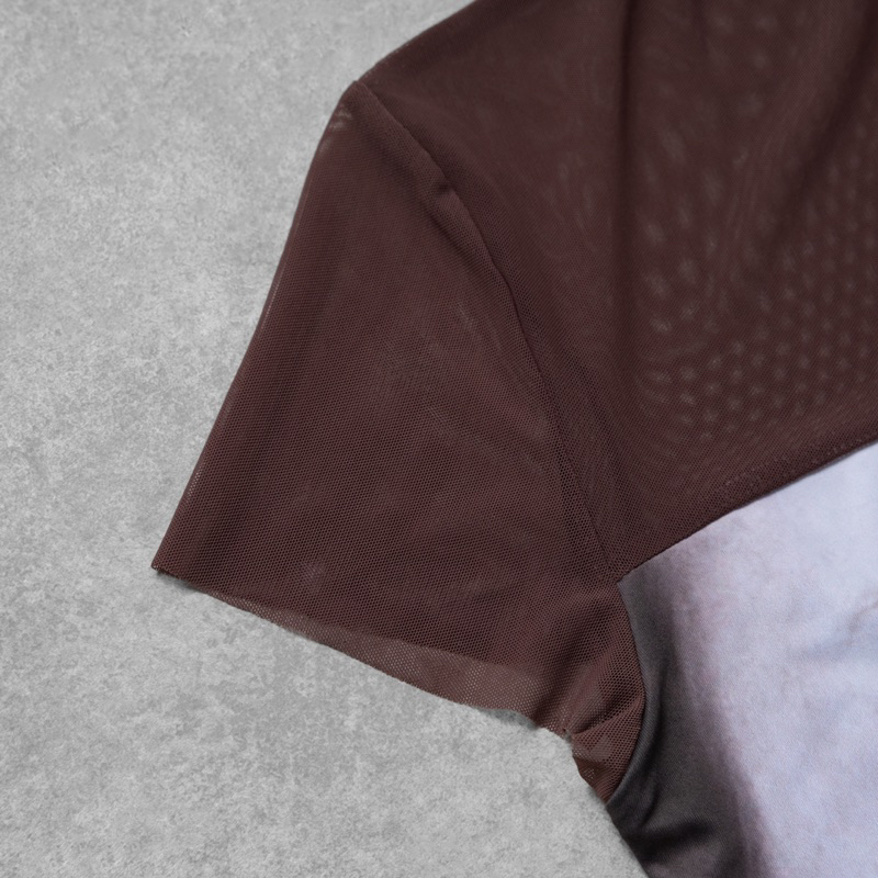 Áo lưới nữ màu nâu hình in đôi mắt SXINVASION