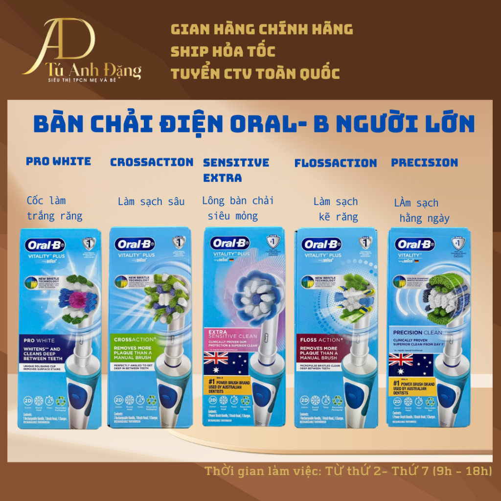Bàn chải điện người lớn Oral B phân loại