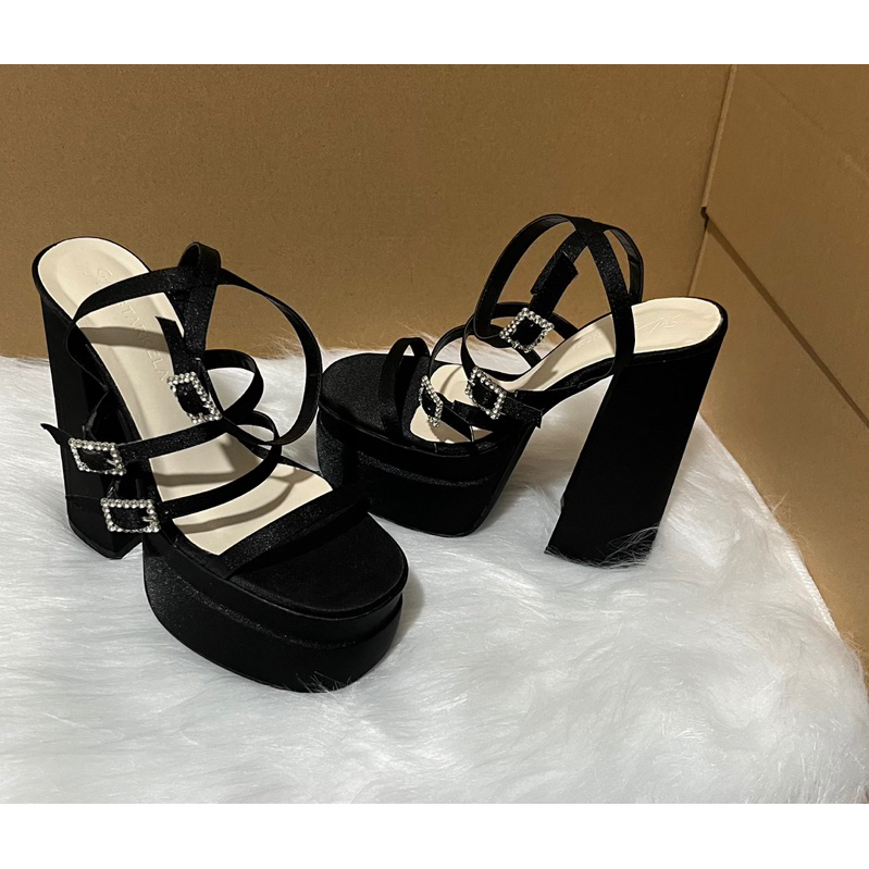 Giày cao gót nữ sandal 15cm chất vãi satin bóng mịn êm chân