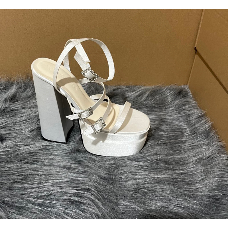 Giày cao gót nữ sandal 15cm chất vãi satin bóng mịn êm chân