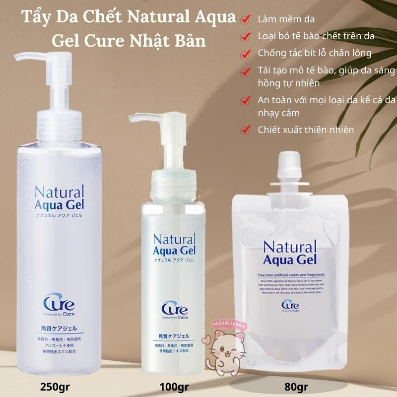 Tẩy Da Chết Natural Aqua Gel Cure Và White Clear Gel Medicated Cure Dưỡng Trắng, Ngừa Mụn Nội Địa Nhật Bản