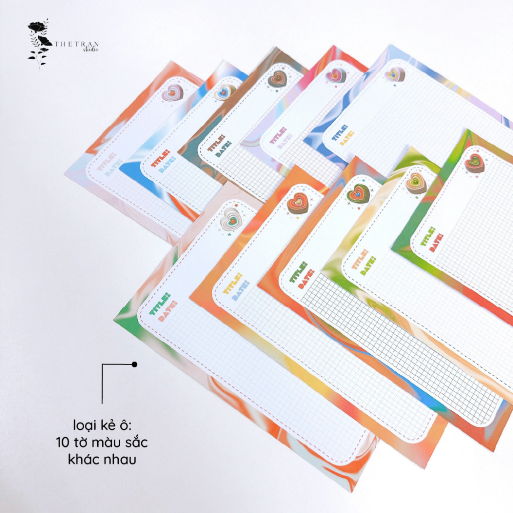 Bộ 10 tờ giấy ghi chép kẻ ô, kẻ ngang - A4, B5, A5 / to your heart notepad / thetranstudio