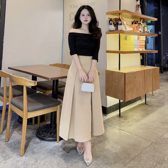 Set áo trễ vai kèm chân váy xếp ly HÀNG LOẠI 1 chuẩn đẹp cho nàng đi tiệc cưới, đi chơi mùa thu sang chảnh, lịch sự