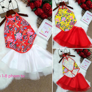 [10-32kg] [SALE] Set yếm đào xoè siêu xinh cho bé gái