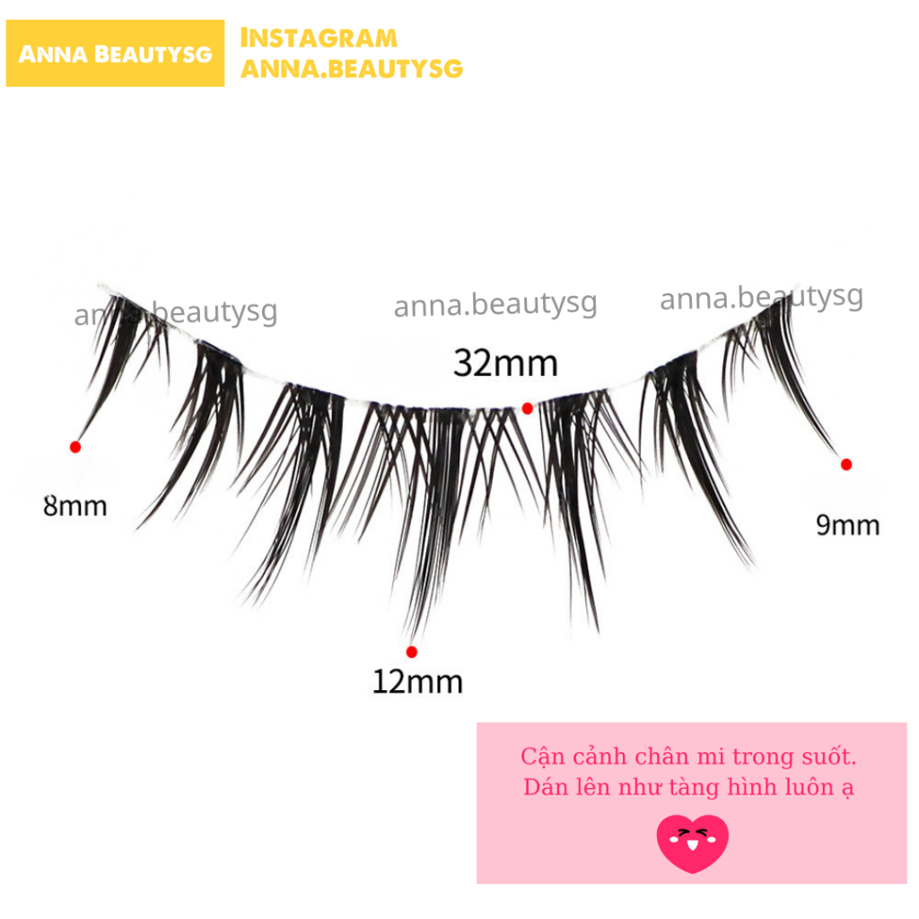 Lông mi giả tự nhiên Hàn Quốc phong cách baby gân trong suốt 5 cặp, mi giả tự nhiên M318
