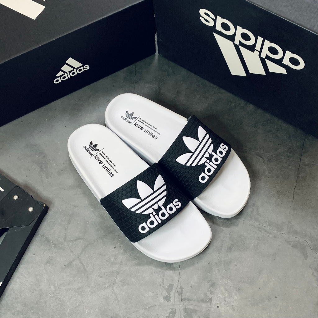 DÉP ADIDAS ADILETTE NAM LOGO - Full Hộp Êm Nhẹ Chống Thấm