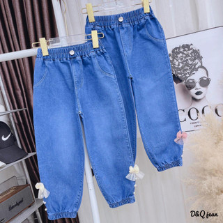 Quần jeans/ bò giấy bo gấu phong cách hottrend cho bé gái 16-37kg