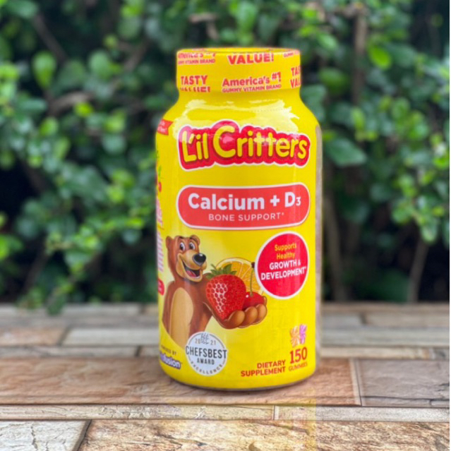 Date 8/2024 Kẹo dẻo cho bé Gummy L’il Critters Calcium + D3 150 viên - kẹo gấu canxi - kẹo gấu calcium