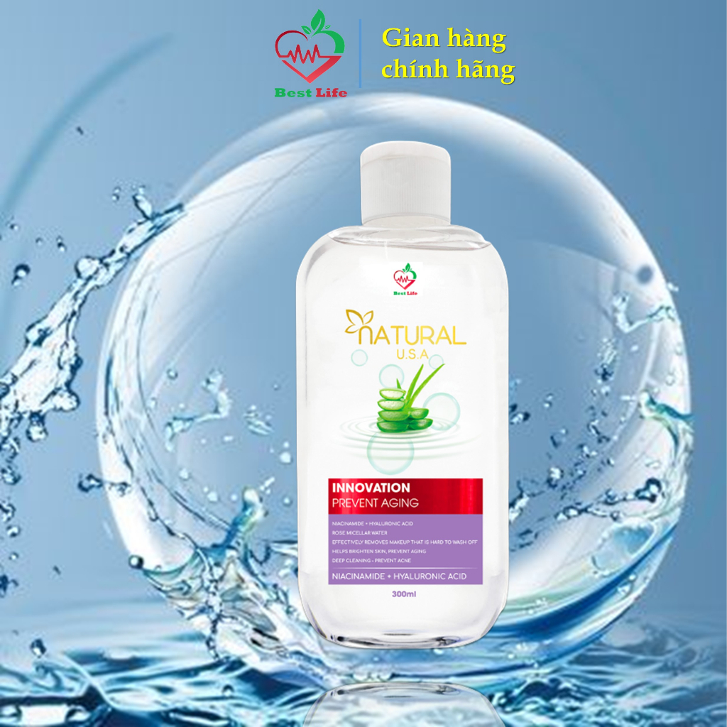 Nước tẩy trang Best Life NATURAL làm sạch dưỡng ẩm da hương hoa hồng phù hợp với mọi loại da chai 300ml