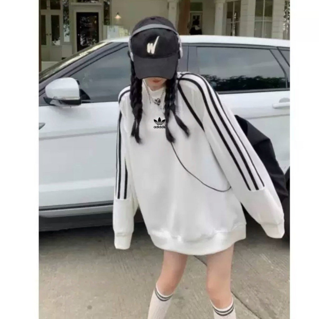 Áo Sweater Adidas bacsic chính hãng chất nỉ bông form unisex áo swt Adidas 3 sọc cặp đôi nam nữ cao cấp Gem_store M203