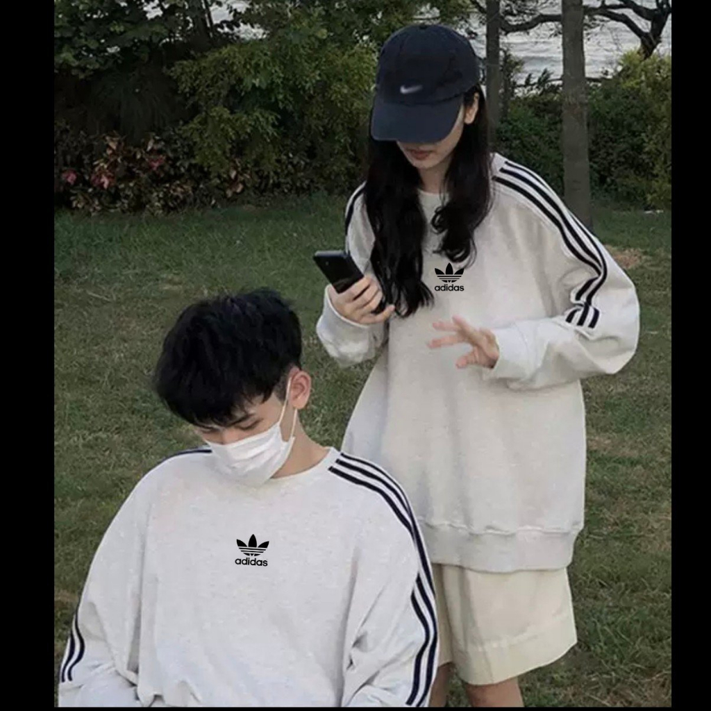 Áo Sweater Adidas bacsic chính hãng chất nỉ bông form unisex áo swt Adidas 3 sọc cặp đôi nam nữ cao cấp Gem_store M203