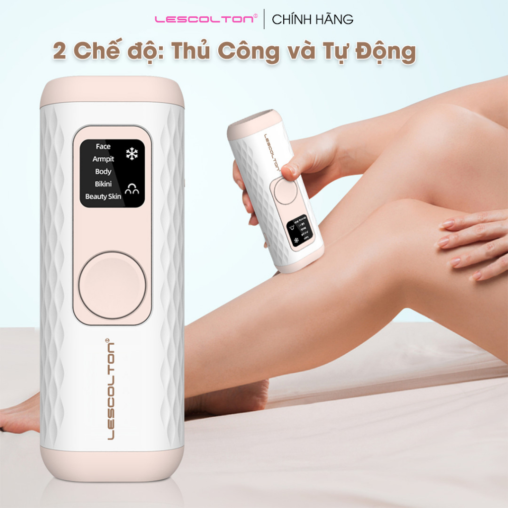 Máy triệt lông mini kèm chức năng trẻ hóa da vĩnh viễn cầm tay Lescolton tẩy lông nách, lông tay, chân, lông Bikini