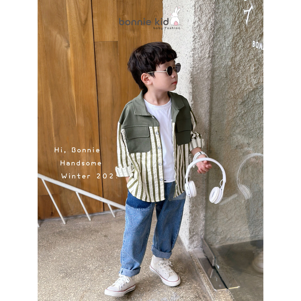 Áo sơ mi kẻ 2 màu cho bé trai size 9-27kg,quần áo trẻ em