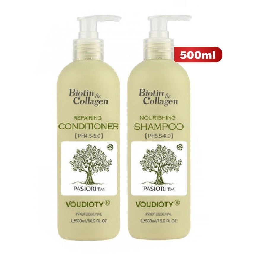 Dầu gội và dầu xả giúp tóc mềm mượt Biotin Collagen Voudioty Pasiori 500ml/1000ml
