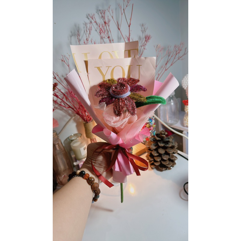 QUÀ TẶNG SINH NHẬT- BÓ HOA 1 BÔNG KẼM KIM TUYẾN LÀM QUÀ TẶNG, KỶ NIỆM VÀ TRNG TRÍ