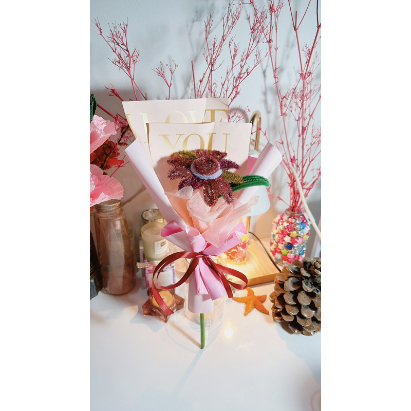 QUÀ TẶNG SINH NHẬT- BÓ HOA 1 BÔNG KẼM KIM TUYẾN LÀM QUÀ TẶNG, KỶ NIỆM VÀ TRNG TRÍ