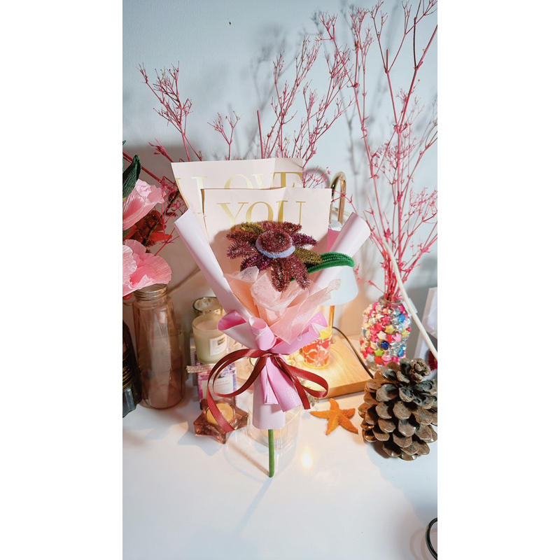 QUÀ TẶNG SINH NHẬT- BÓ HOA 1 BÔNG KẼM KIM TUYẾN LÀM QUÀ TẶNG, KỶ NIỆM VÀ TRNG TRÍ