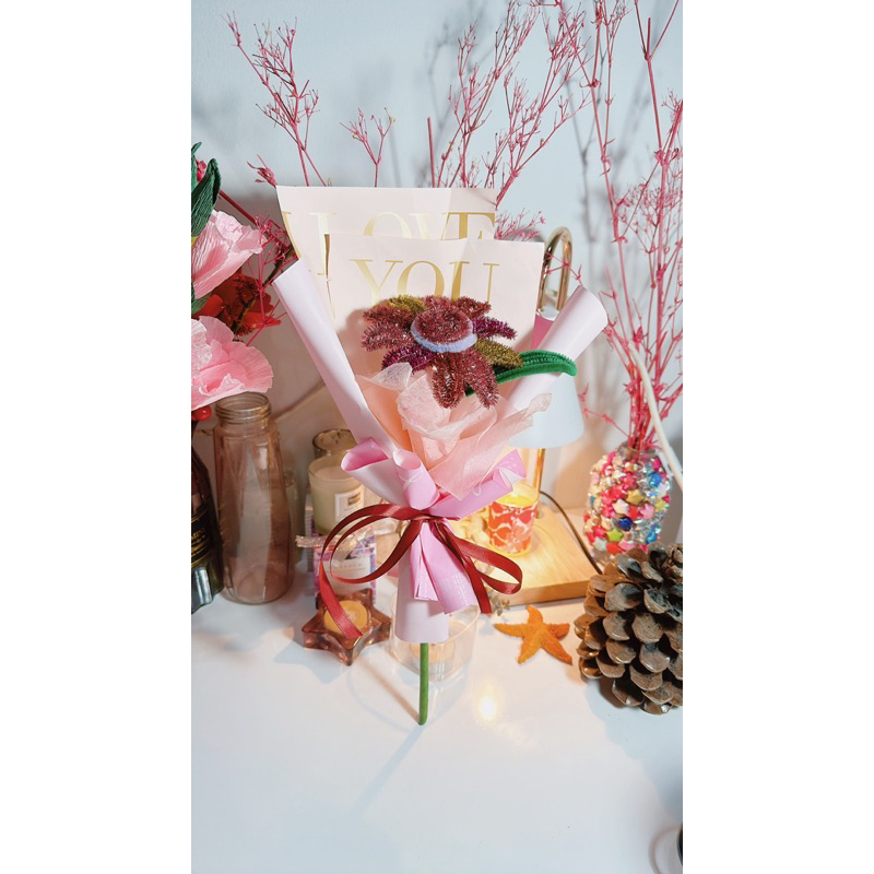 QUÀ TẶNG SINH NHẬT- BÓ HOA 1 BÔNG KẼM KIM TUYẾN LÀM QUÀ TẶNG, KỶ NIỆM VÀ TRNG TRÍ