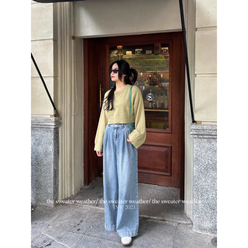 Quần jeans suông ống loe rộng màu nhạt the.sweaterweather TSW